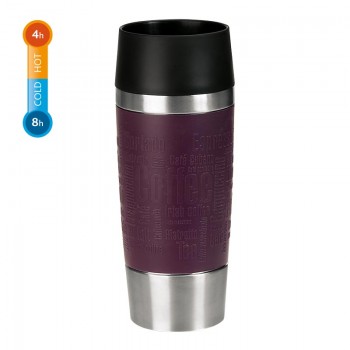 Термокружка TRAVEL MUG, 0,36 л, сталь 18/10, пищевой силикон, фиолетовый, серия Let's Go, Emsa