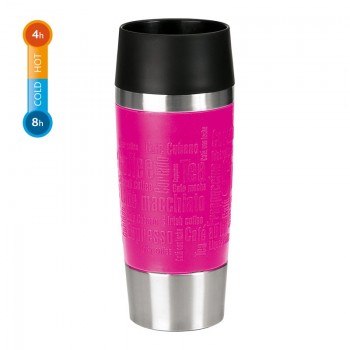 Термокружка TRAVEL MUG, 0,36 л, сталь 18/10, пищевой силикон, малиновый, серия Let's Go, Emsa