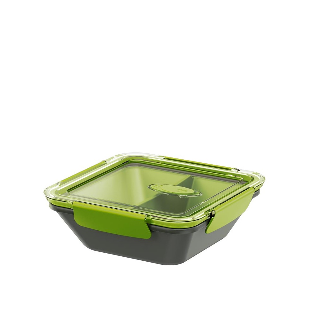 Ланч-бокс со вставкой-разделителем Bento Box, 0,9 л, пищевой серый-зеленый, серия Let's Go, Emsa
