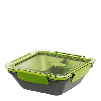 Ланч-бокс со вставкой-разделителем Bento Box, 0,9 л, пищевой серый-зеленый, серия Let's Go, Emsa