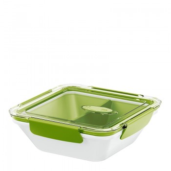 Ланч-бокс со вставкой-разделителем Bento Box, 0,9 л, пищевой белый-зеленый, серия Let's Go, Emsa