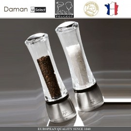 Мельница DAMAN U SELECT для соли, H 21 см, акрил прозрачный, PEUGEOT