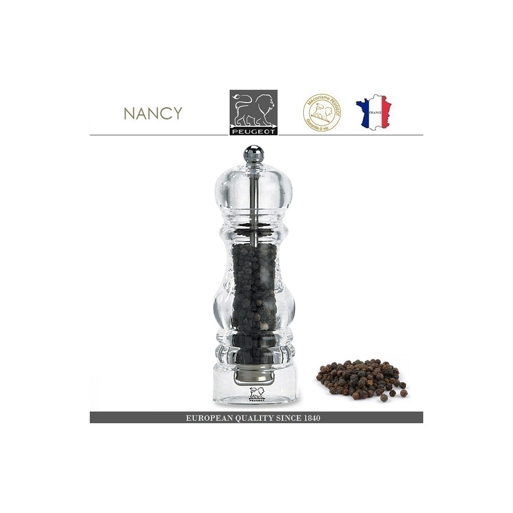 Мельница NANCY для перца, H 18 см, акрил прозрачный, PEUGEOT