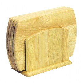 Набор досок для завтрака на подставке, 4 шт L 20 см, W 14 см, дерево гевеи, Oriental Way