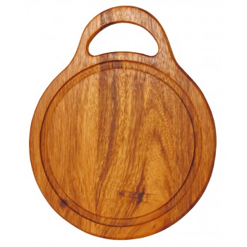 Доска разделочная круглая с желобком и ручкой, D 24,5 см, дерево акации, Oriental Way