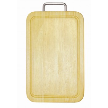 Доска разделочная с металлической ручкой и желобком, L 31,5 см, W 21 см, дерево гевеи, Oriental Way