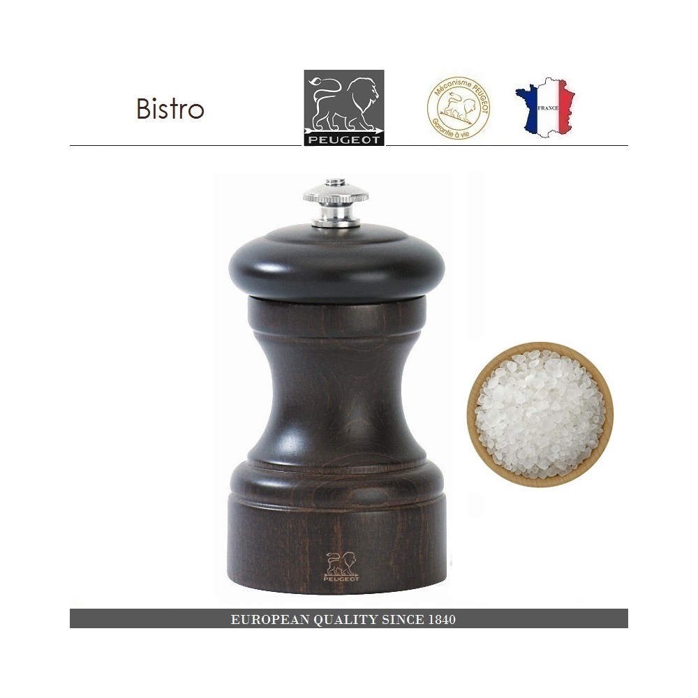Мельница Bistro для соли, H 10 см, темное дерево, Peugeot