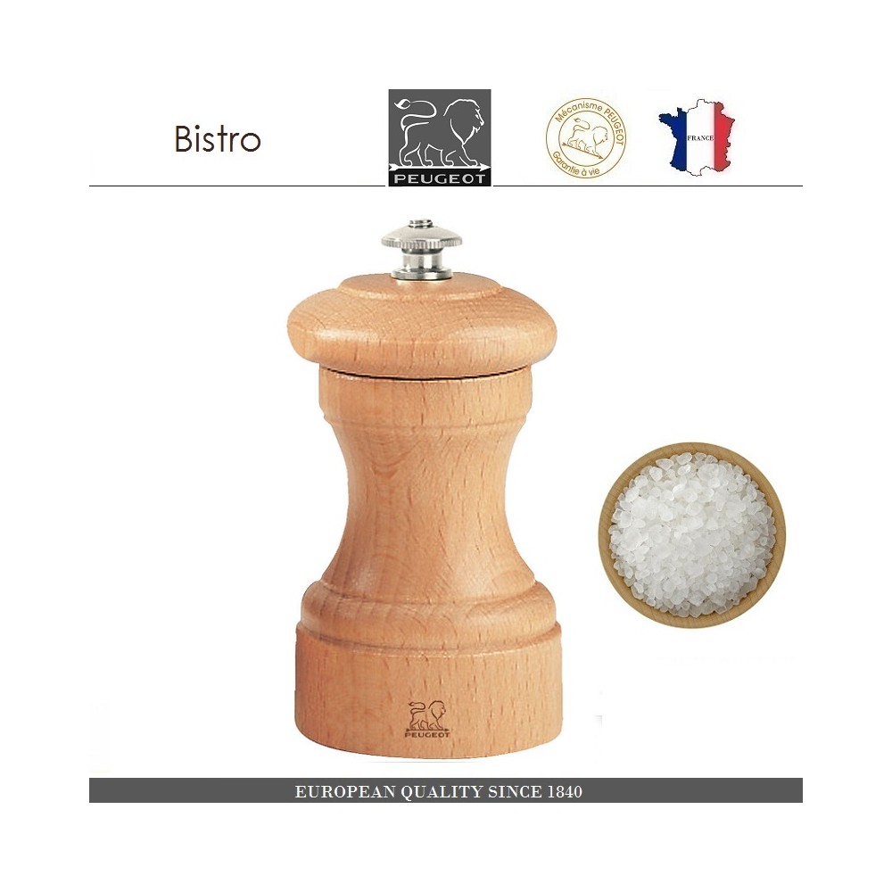 Мельница Bistro для соли, H 10 см, светлое дерево, Peugeot