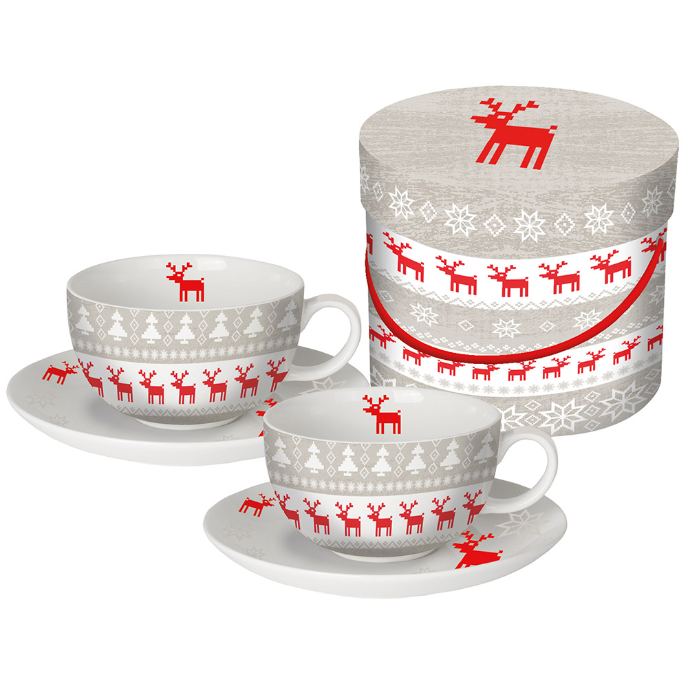 Набор чашек для капучино в подарочной коробке magic christmas серый, Paperproducts Design