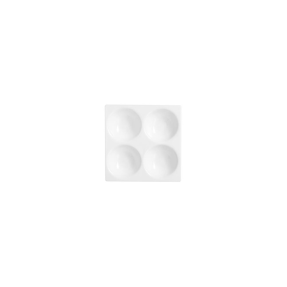 Менажница квадратная, 4 отделения, D 14 см, H 2.4 см, фарфор белый, Arcoroc