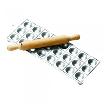 Форма для равиолини со скалкой на 24 штуки, L 31 см, W 13 см, алюминий пищевой, дерево, Casalinghi