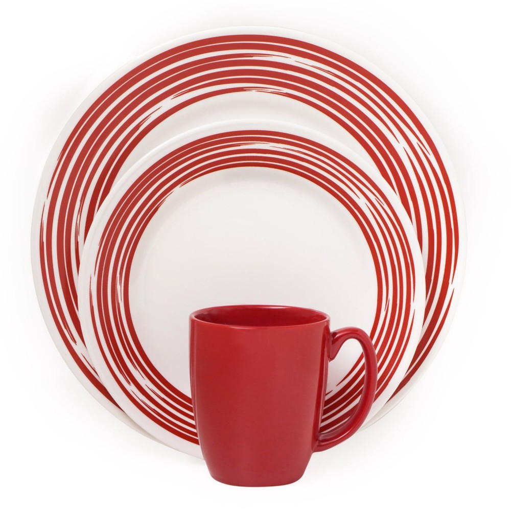 Набор посуды 16 предметов на 4 персоны, серия Brushed Red, CORELLE