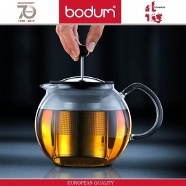 Заварочный чайник ASSAM со стальным пресс-фильтром, 1500 мл, хром, черный, BODUM