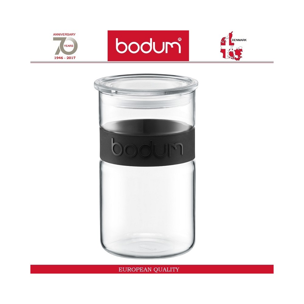 Банка PRESSO для хранения, 1000 мл, стекло, черный, BODUM