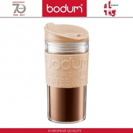 Дорожная кружка TRAVEL с защитным ободком и клапаном, 350 мл, прозрачный, кремовый, BODUM