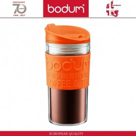 Дорожная кружка TRAVEL с защитным ободком и клапаном, 350 мл, прозрачный, оранжевый, BODUM