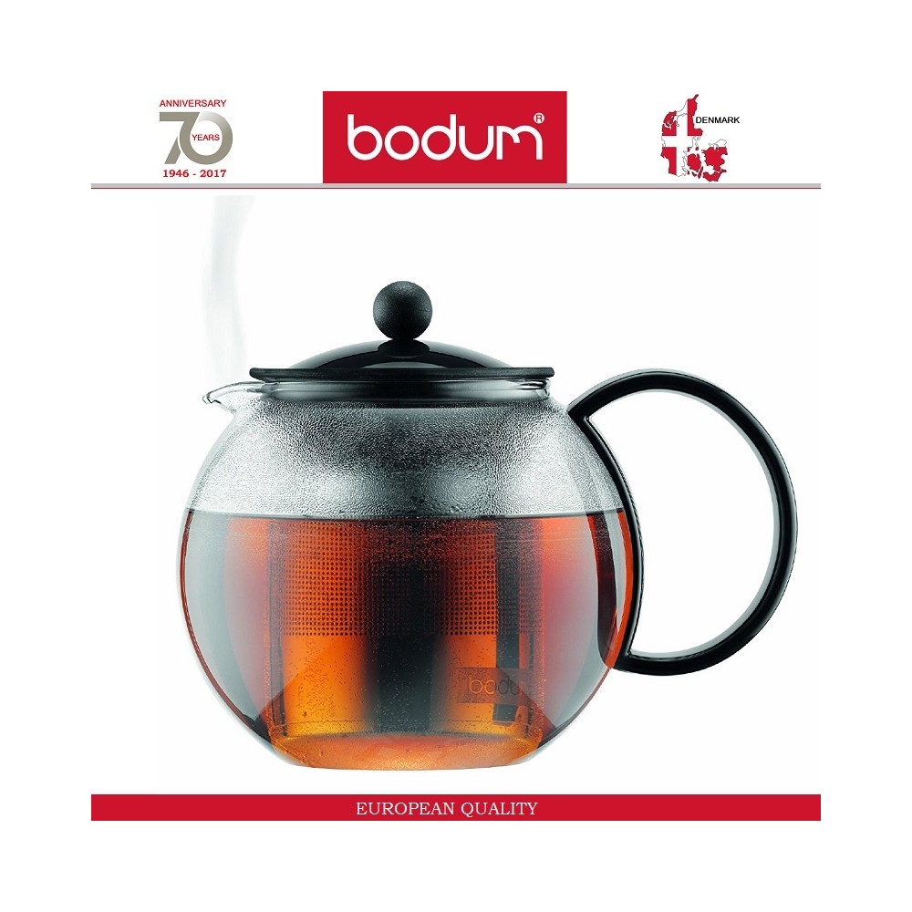 Заварочный чайник ASSAM со стальным пресс-фильтром, 1000 мл, черный, BODUM