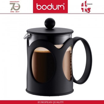 Кофейник «Кения Нью»; стекло, пластик; 0, 5л; D=10, 5, H=15, L=14, 3см; черный, прозр.