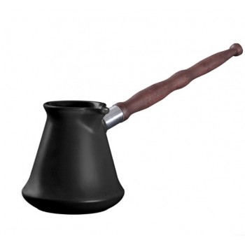 Турка для кофе, 350 мл, цвет черный, керамика, дерево, сталь, серия Ibriks, CERAFLAME