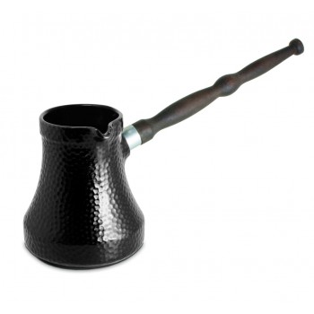Турка для кофе, 350 мл, цвет черный, керамика, дерево, сталь, серия Ibriks Hammered, CERAFLAME