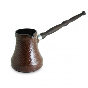 Турка для кофе, 500 мл, цвет шоколад, керамика, дерево, сталь, серия Ibriks Hammered, CERAFLAME
