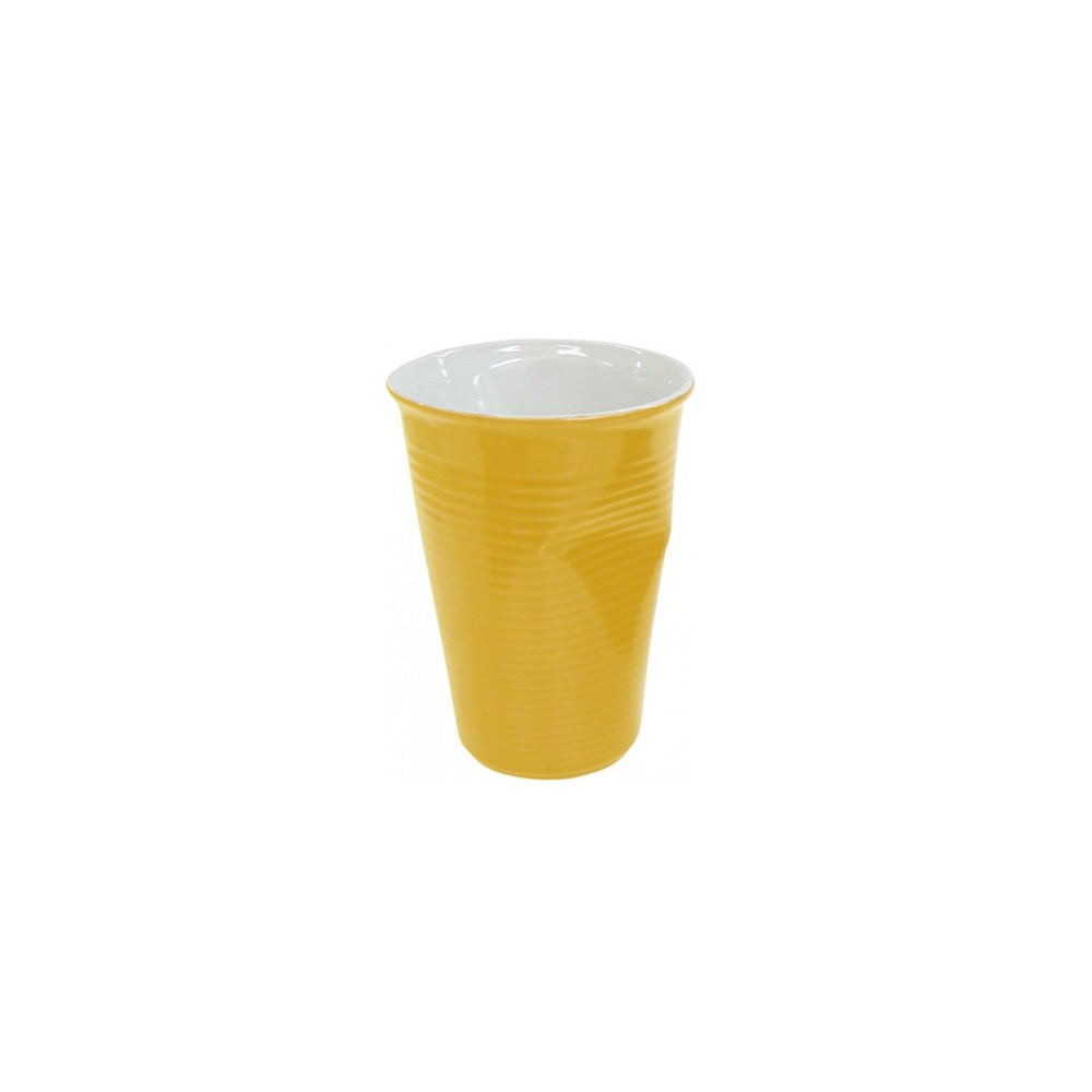 Керамический "мятый" стаканчик для кофе, 240 мл, желтый, керамика, серия Coffee Time, CERAFLAME