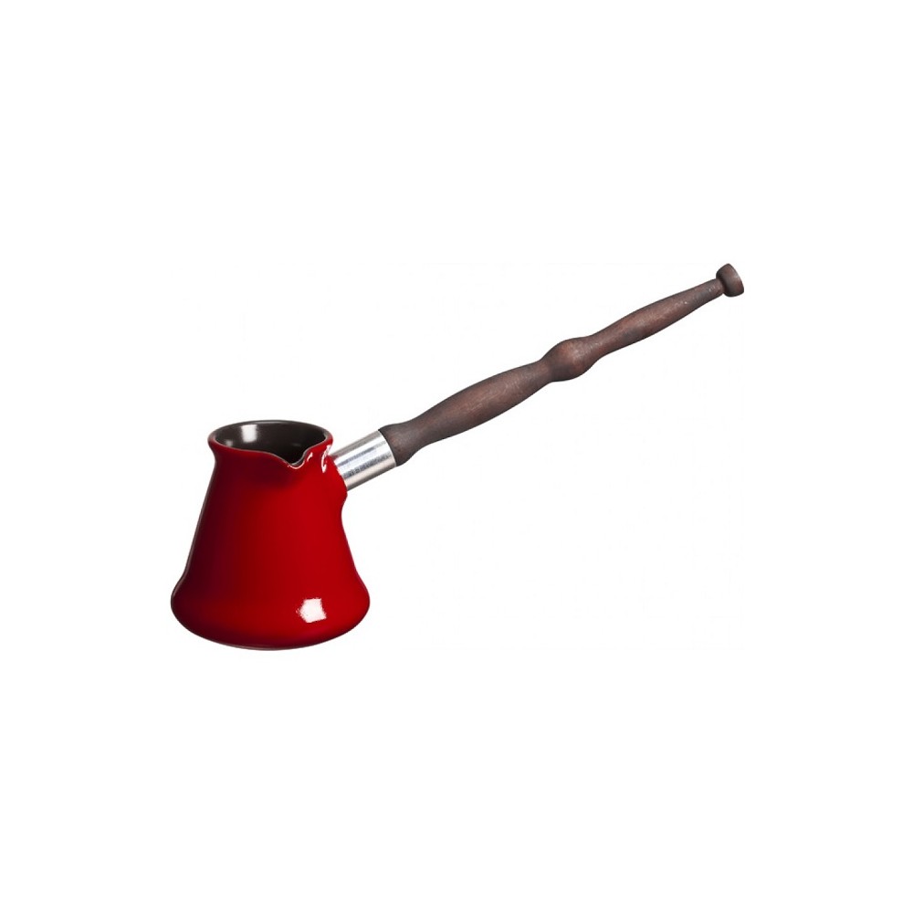 Турка для кофе, 240 мл, цвет красный, керамика, дерево, сталь, серия Ibriks, CERAFLAME