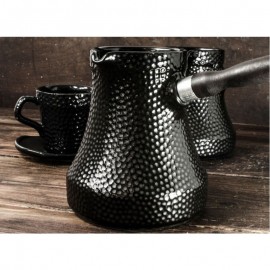 Турка для кофе, 350 мл, цвет черный, керамика, дерево, сталь, серия Ibriks Hammered, CERAFLAME