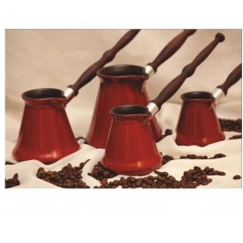 Турка для кофе, 500 мл, цвет красный, керамика, дерево, сталь, серия Ibriks, CERAFLAME