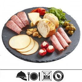 Блюдо-сланец для подачи круглое, D 33 см, сланец натуральный, серия "Чистый сланец", Sunnex