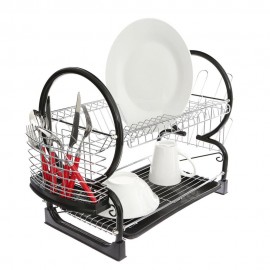 Сушилка для посуды, 2 яруса, хромированная сталь, цвет черный, Premier Housewares
