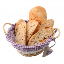Корзина для хлеба и выпечки круглая с ручками, фиолетовая клетка, ротанг, хлопок, Premier Housewares