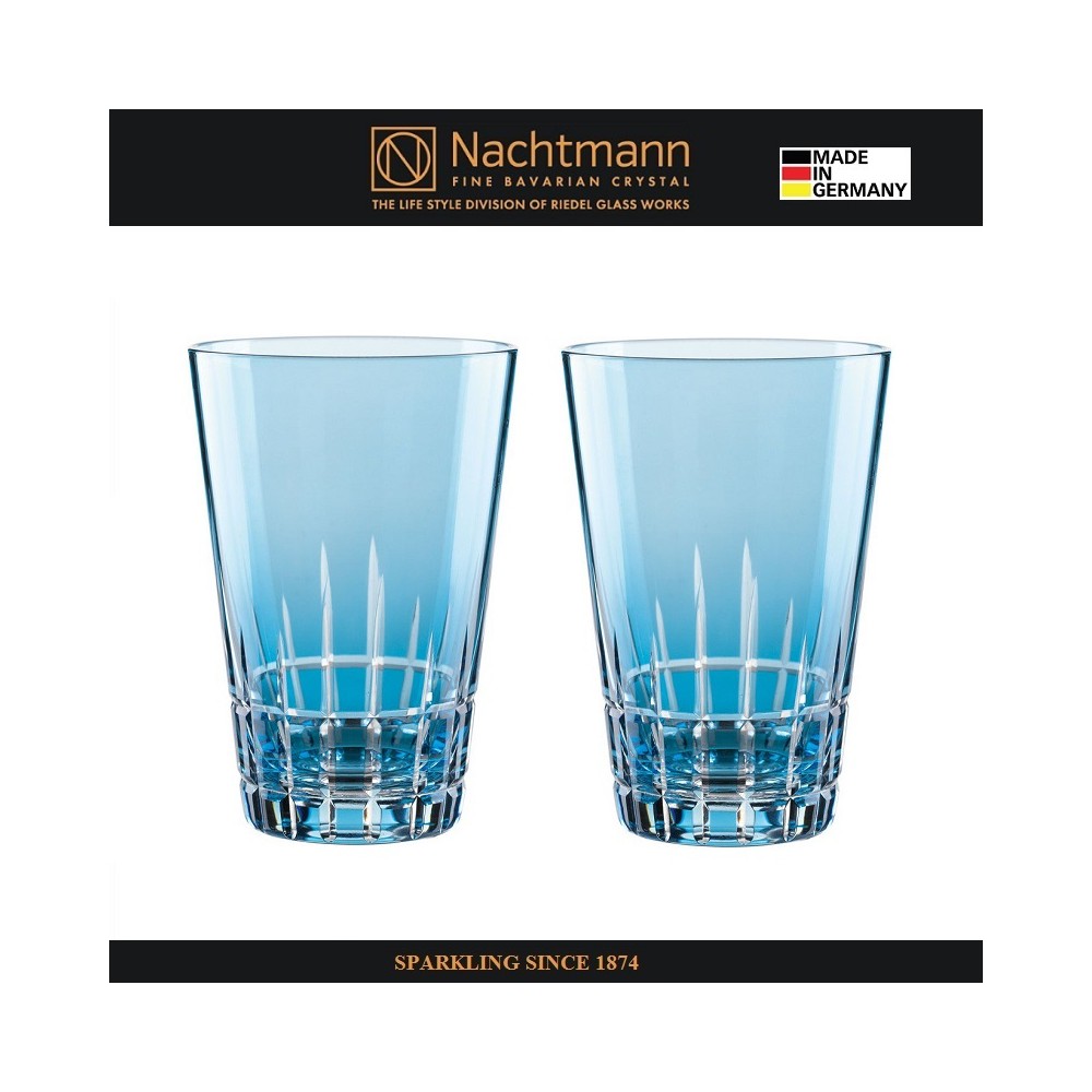 Набор высоких стаканов SIXTIES STELLA AQUA, 2 шт, 360 мл, голубой хрусталь, Nachtmann