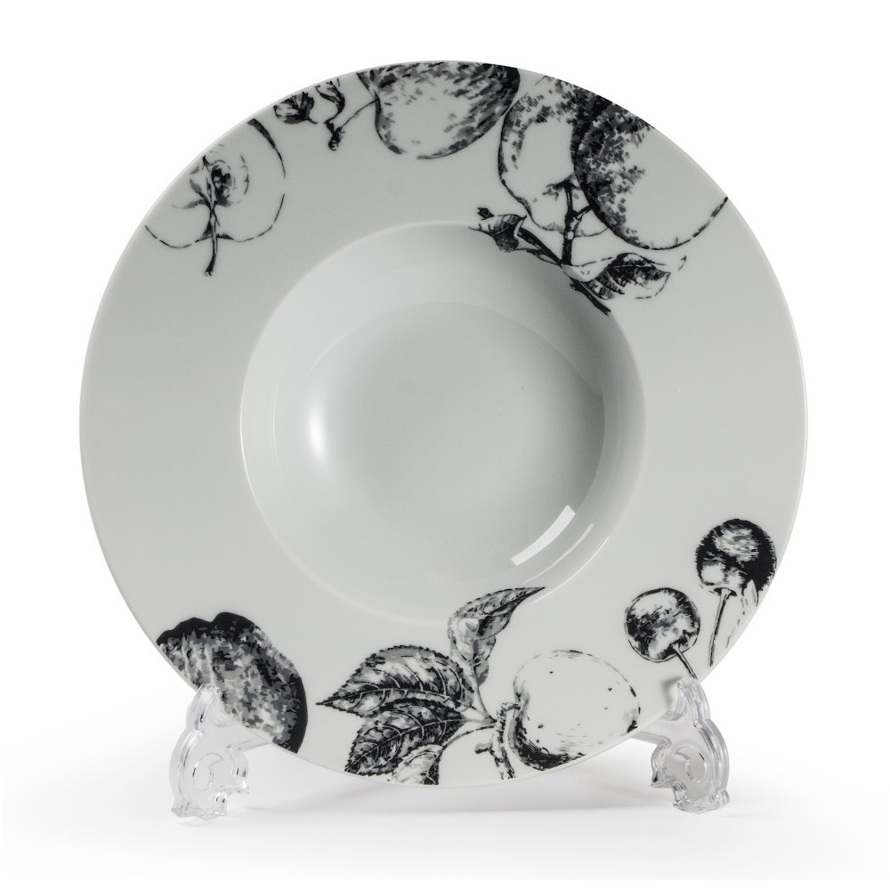 Тарелка для пасты, ризотто, D 23 см, декор La Pomme Noire, Tunisie Porcelaine