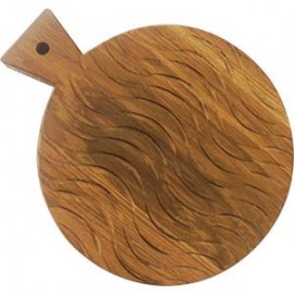 Доска круглая для подачи с ручкой, D 24 см, дуб с декором, GPWood