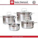 Набор посуды, 4 предмета и 3 крышки, сталь нержавеющая 18/10, серия PREMIUM STEEL, Swiss Diamond