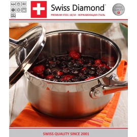 Набор посуды, 5 предметов и 4 крышки, сталь нержавеющая 18/10, серия PREMIUM STEEL, Swiss Diamond