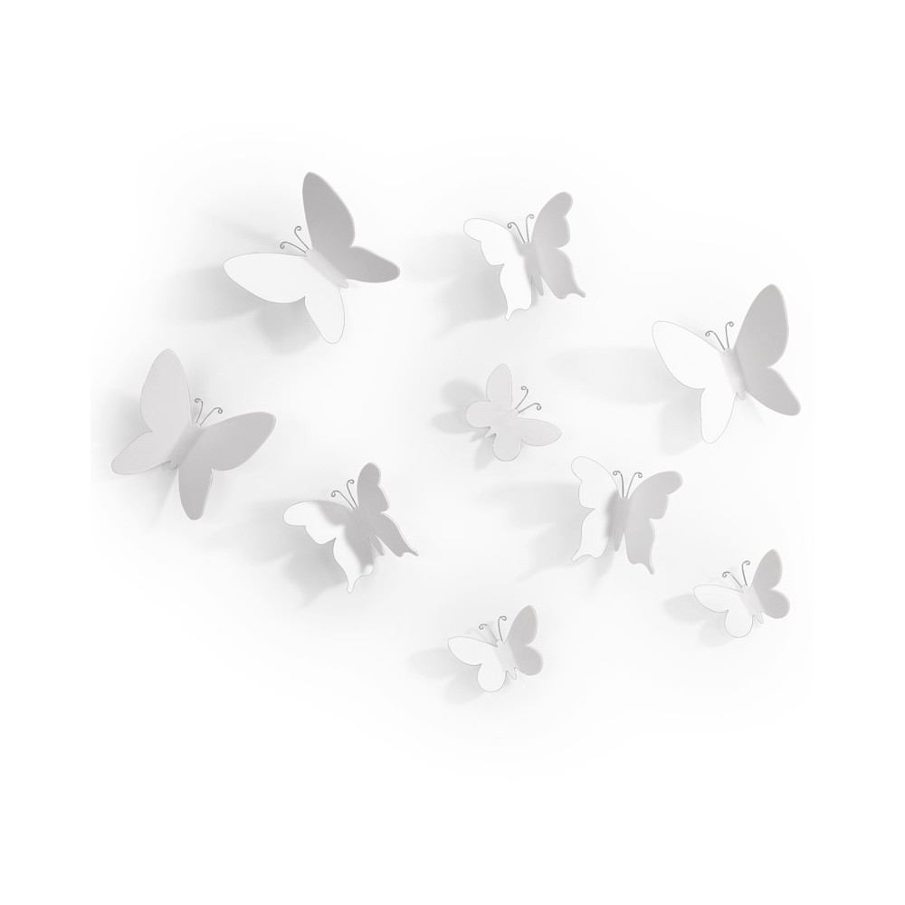 Декор для стен mariposa 9 элементов белый, L 8,9 см, W 3,8 см, H 27,4 см, Umbra