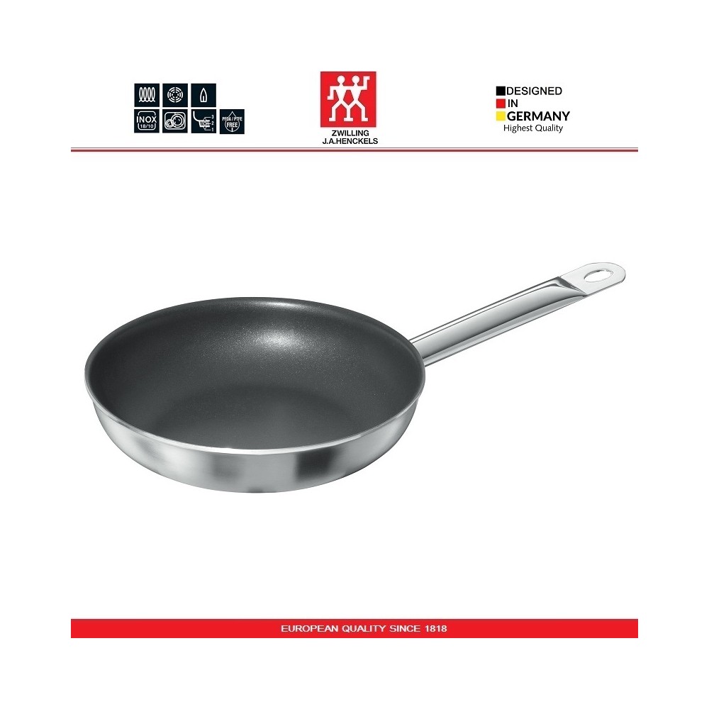 Антипригарная сковорода Duraslide TWIN Choice, D 24 см, индукционное дно, нержавеющая сталь 18/10, Zwilling
