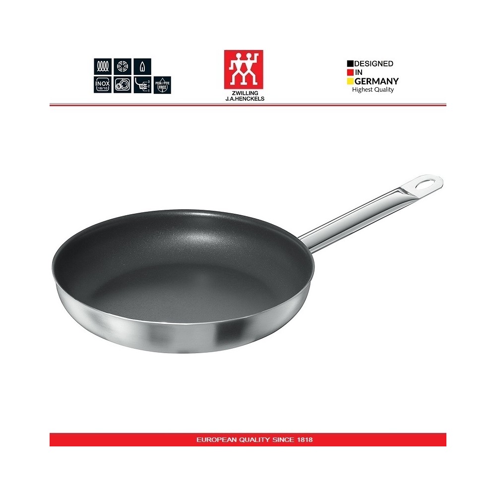 Антипригарная сковорода Duraslide TWIN Choice, D 28 см, индукционное дно, нержавеющая сталь 18/10, Zwilling