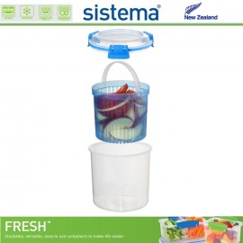 Контейнер с вкладышем-корзинкой, FRESH синий, 700 мл, эко-пластик пищевой, SISTEMA