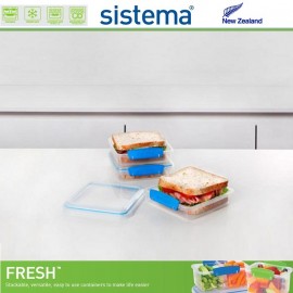 Набор контейнеров для сэндвичей, FRESH синий, 3 шт по 450 мл, эко-пластик пищевой, SISTEMA