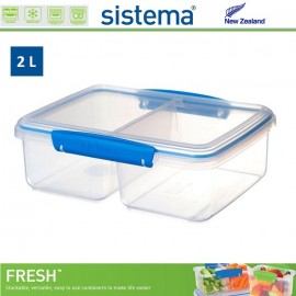 Контейнер двойной, FRESH синий, 2 л, эко-пластик пищевой, SISTEMA