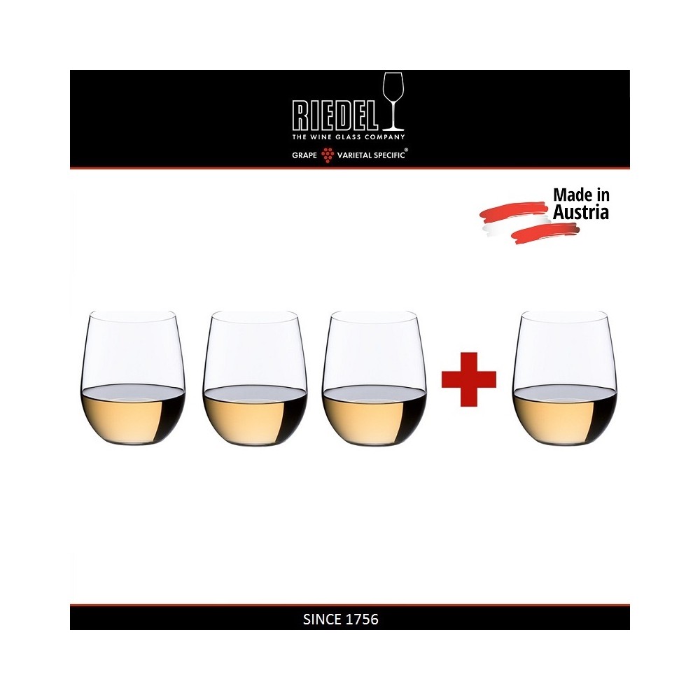 Набор бокалов "O" без ножки "PAY 3 GET 4" для белых вин, 4 шт, Riedel