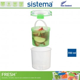 Контейнер с вкладышем-корзинкой, FRESH зеленый, 700 мл, эко-пластик пищевой, SISTEMA