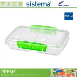 Контейнер двойной, FRESH зеленый, 350 мл, эко-пластик пищевой, SISTEMA
