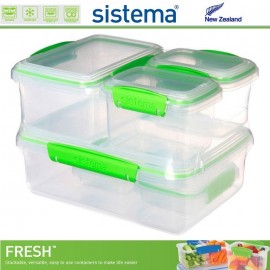 Набор контейнеров, FRESH зеленый, 6 предметов, эко-пластик пищевой, SISTEMA