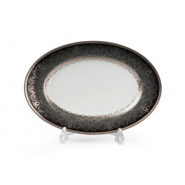 Блюдо овальное, L 35 см, декор MIMOSA PRAGA GRIS, Tunisie Porcelaine