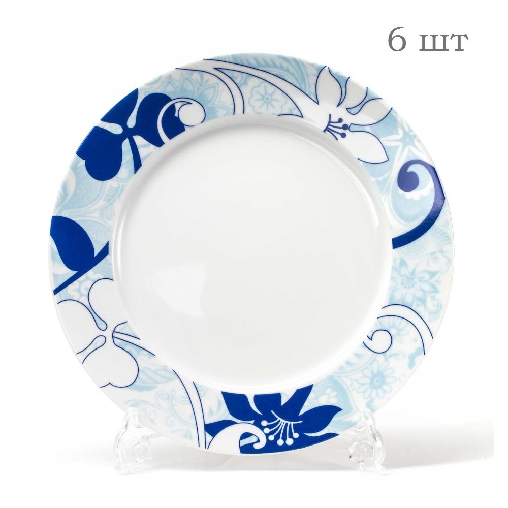 Комплект мелких обеденных тарелок, 6 шт, D 27 см, серия Le Ciel Bleu, Tunisie Porcelaine