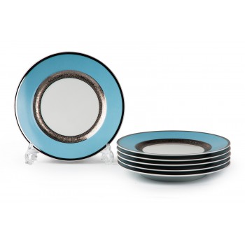 Комплект десертных тарелок, D 22 см, декор MIMOSA MONACO TURQUOISE, Tunisie Porcelaine
